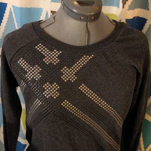 Caslon  gray studded women's sweatshirt - Picture 3 of 9
